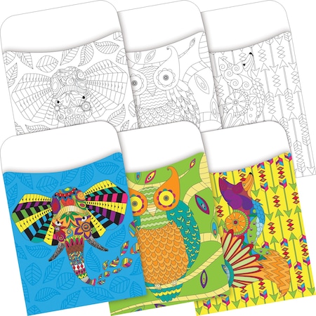 Barker Creek Bohemian Animals Peel & Stick Library Pocket Set, Multi-Designs, 60/Set, PK60 3887